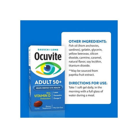 Bausch + Lomb, Ocuvite Adult 50+ Mini Soft Gels, 50 Caps Bausch + Lomb