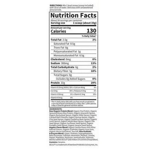 Garden of Life, Raw Organic Protein Powder Vanilla, Vanilla 631 g Garden of Life