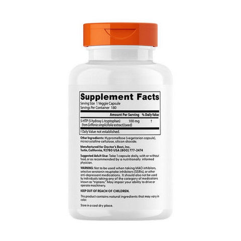 Doctors Best, 5-HTP, 100 mg, 180 Veggie Caps Doctors Best