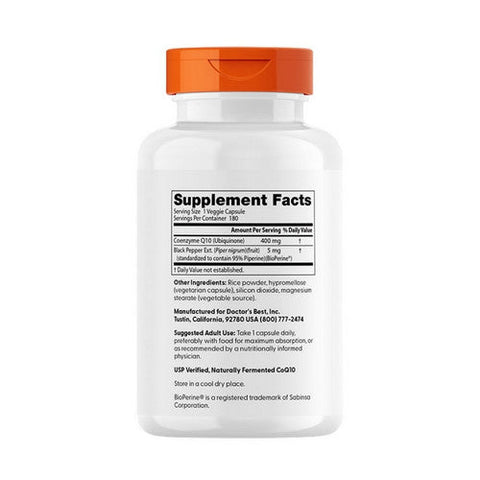 Doctors Best, High Absorption CoQ10 with BioPerine, 400 mg, 180 Veggie Caps Doctors Best