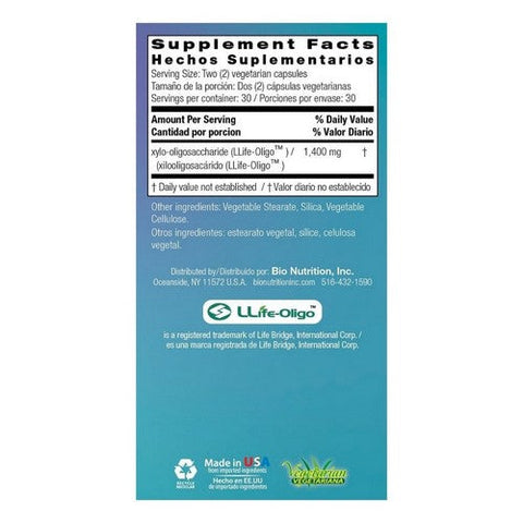 Bio Nutrition, Pre-Biotic with LLife-Oligo Prebiotic Fiber XOS, 1400 mg, 60 Veg Caps