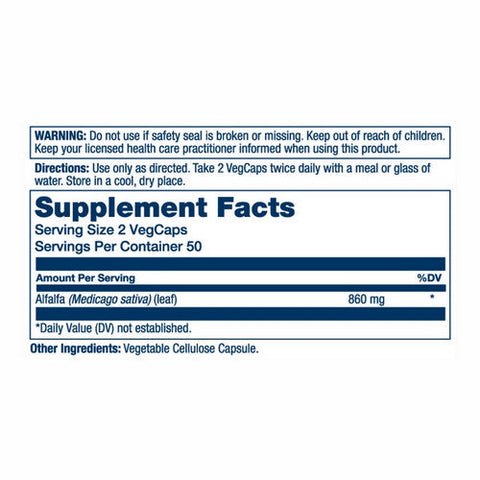Solaray, Alfalfa, 430 Mg, 100 Veg Caps Solaray