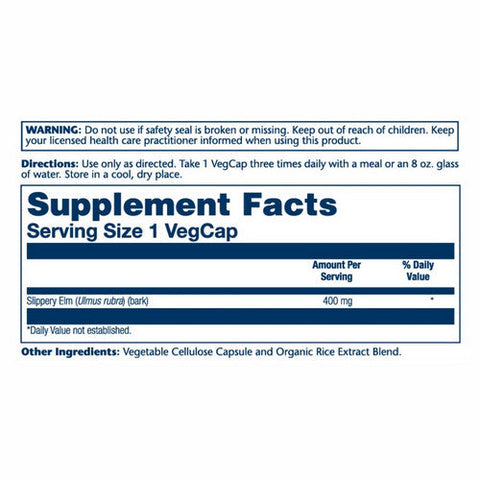 Solaray, True Herbs Slippery Elm, 400 Mg, 100 Veg Caps Solaray