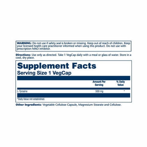 Solaray, L-Tyrosine, 500 mg, 100 Caps Solaray