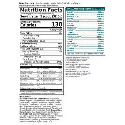 Garden of Life, Raw Protein and Greens, Light Sweet 651g Garden of Life