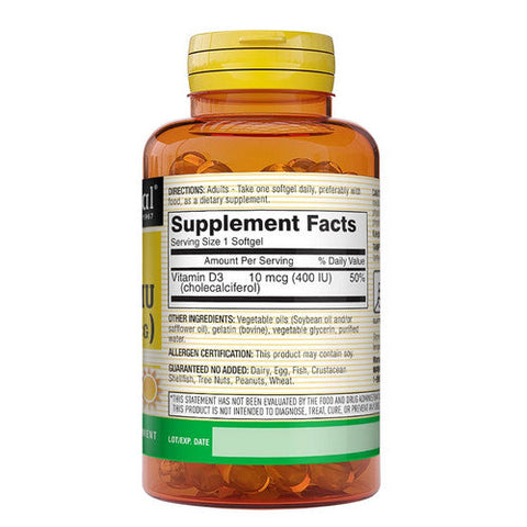 Mason, Vitamin D3, 10 Mcg, 100 Softgels Mason