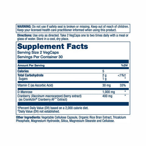Solaray, Cranactin D-Mannose, 1000 mg, 60 Veg Caps Solaray