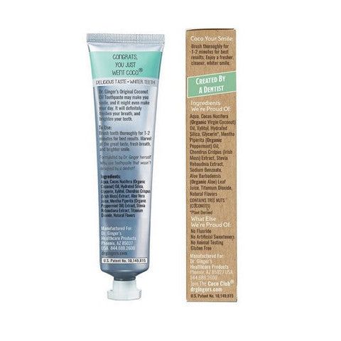 Dr.Ginger's, Coconut Oil Toothpaste With White Charcoal Coconut Mint, 4 Oz