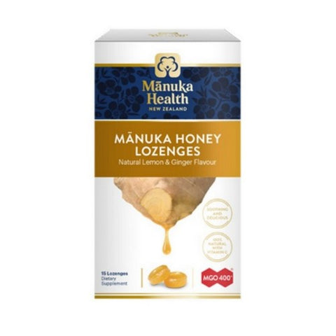 Manuka Health, Manuka Honey Lozenges Mgo 400+ Ginger And Lemon, 15 Count Manuka Health