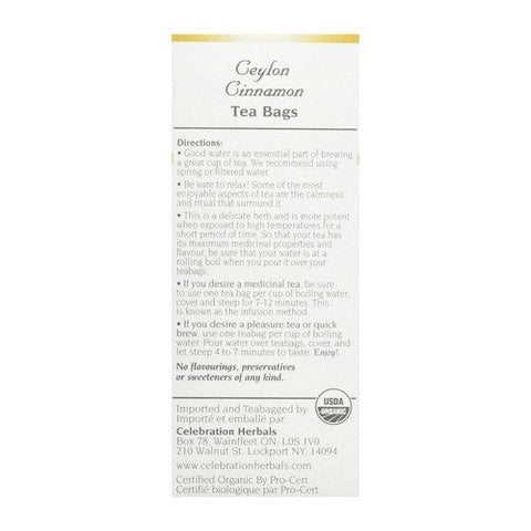 Celebration Herbals, Organic True Cinnamon Tea, 24 Bags Celebration Herbals