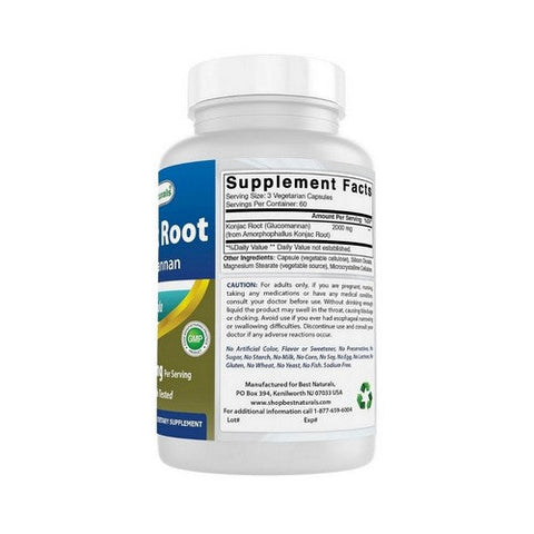 Best Naturals, Konjac Root, 2000 Mg, 180 Veg Caps Best Naturals