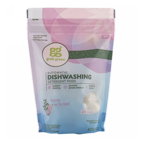 Grab Green, Dishwasher Detergent Pods, Thyme with Fig Leaf 432 Grams Grab Green