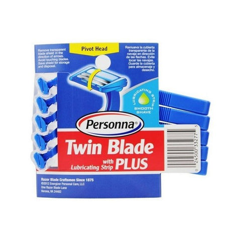 Personna, Twin Blade Plus Disposable Razors With Lubricating Strip, 5 Count Personna