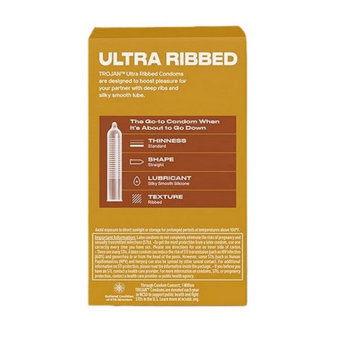 Trojan, Ultra Ribbed Lubricated Latex Condoms, 12 Each Trojan