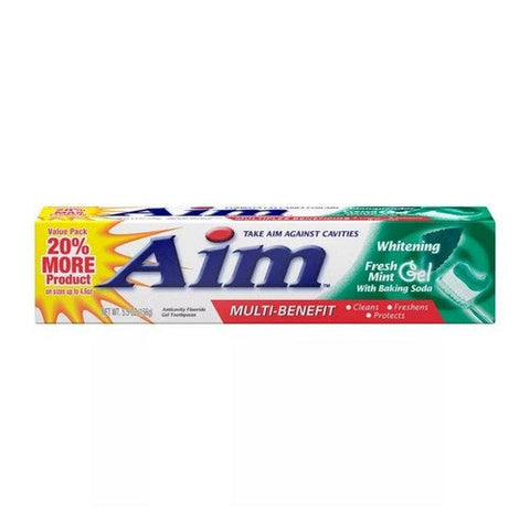 Aim, Whitening Anticavity Fluoride Gel Toothpaste Fresh Mint, 5.5 Oz Aim