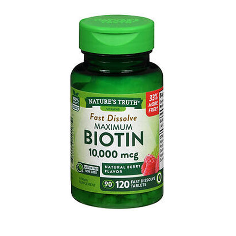 Nature's Truth, Maximum Biotin Fast Dissolve Tablets Natural Berry, 10000 mcg, 120 Tabs Nature's Truth