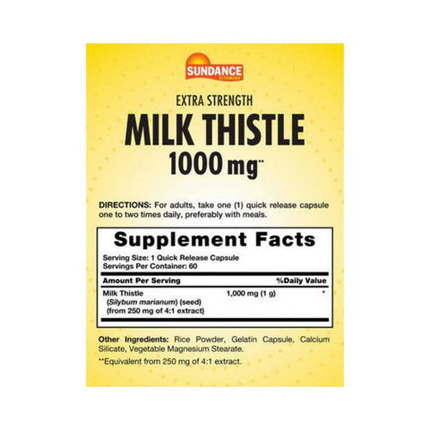 Sundance, Milk Thistle Capsules, 1000 Mg, 60 Caps Sundance