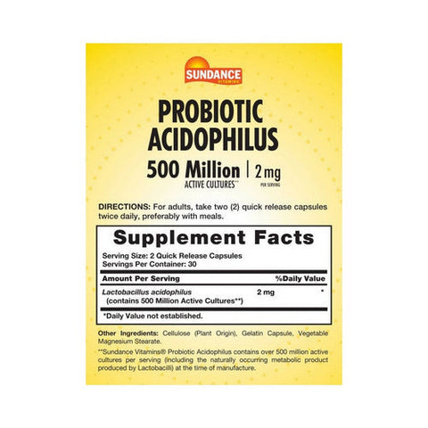 Sundance, Probiotic Acidophilus Active Cultures, 2 Mg, 60 Caps Sundance