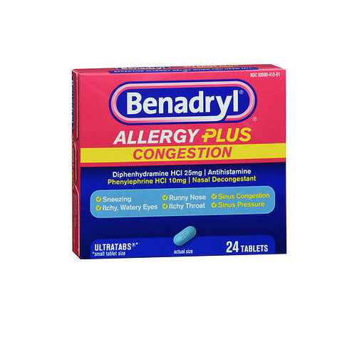 Benadryl, Allergy Plus Congestion Ultra, 24 Tabs Benadryl