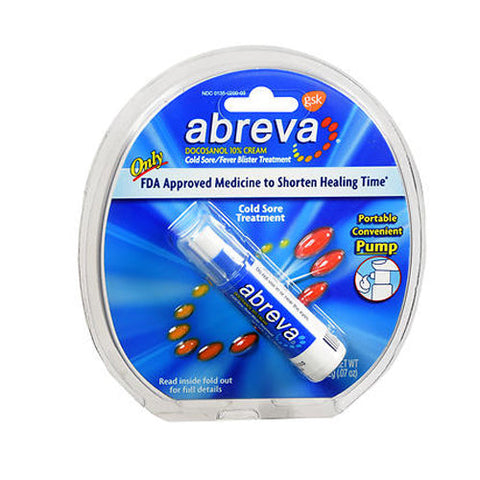 Abreva, Docosanol 10% Cold Sore Fever Blister Treatment Pump Cream, 2 Grams Abreva