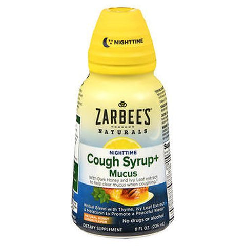 Naturals Nighttime Cough Syrup + Mucus Natural Honey Lemon Flavor 8 Oz by Zarbees