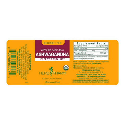 Herb Pharm, Ashwagandha Alcohol-Free, 1 Oz Herb Pharm