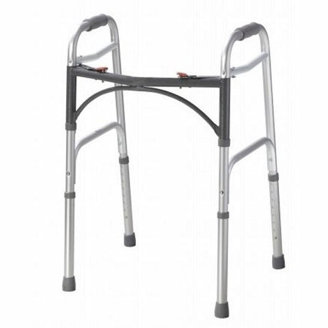 Dual Release Folding Walker Adjustable Height drive Deluxe Aluminum Frame 350 lbs. Weight Capacity 3 Silver 1 Each by Drive Medical