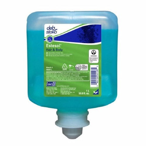 Deb, Shampoo and Body Wash Estesol  1,000 mL Dispenser Refill Bottle Rainforest Scent, Count of 6 Deb