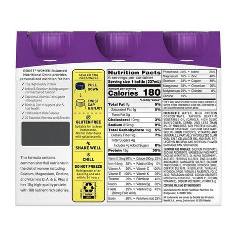 Boost, Oral Supplement Women Very Vanilla Flavor Liquid, 8 Oz Boost