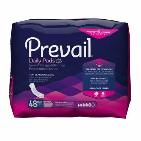 Bladder Control Pad Prevail  Daily Pads 11 Inch Length Heavy Absorbency Polymer Core One Size Fits M 48 Count by First Quality