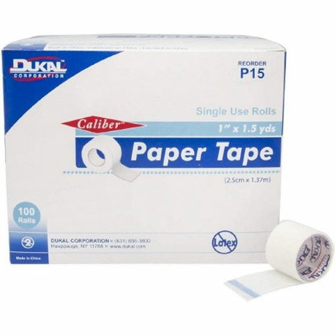 Dukal, Medical Tape Caliber Short Roll Paper 1 inch X 1-1/2 Yard White NonSterile, Box Of 100 Dukal