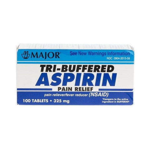 Major Pharmaceuticals, Pain Relief Major  325 mg Strength Aspirin / Calcium Carbonate Tablet 100 per Bottle, Count of 1 Major Pharmaceuticals