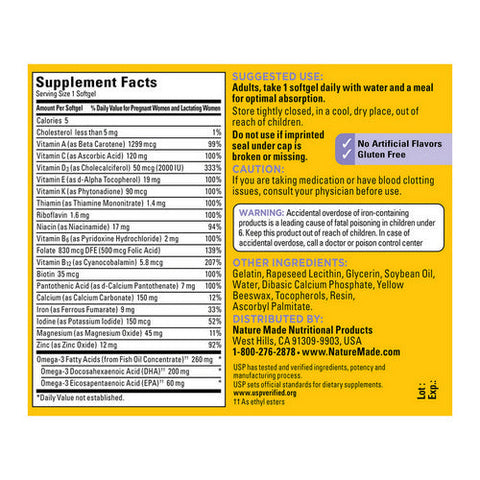 Nature Made, Post Natal Multi + DHA, 200 Mg, 60 Soft gels Nature Made