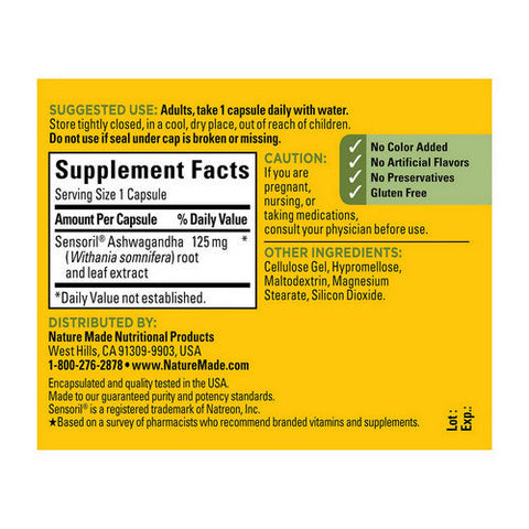 Nature Made, Ashwagandha, 125 Mg, 60 Count Nature Made