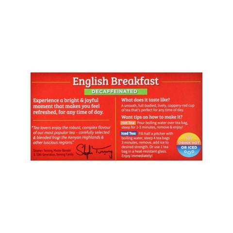 Twinings, Decaf English Breakfast Tea, 20 Bags(Case Of 6) Twinings