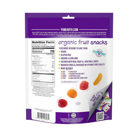 YumEarth, Organic Fruit Snacks Banana Cherry Peach And Strawberry, 3.5 Oz (Case of 12) YumEarth