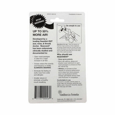 Scandinavian Formulas, Nozovent Anti-Snoring Device, 2 Pieces Scandinavian Formulas