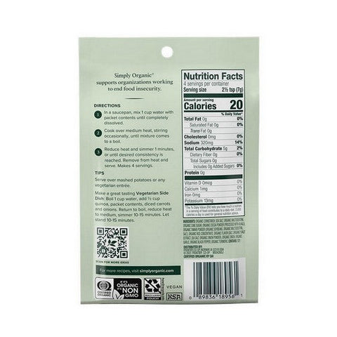 Simply Organic, Organic Vegetarian Brown Gravy Seasoning Mix, 1 Oz Simply Organic