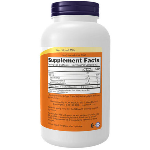 Now Foods, Pumpkin Seed Oil, 1000 Mg, 200 Softgels Now Foods