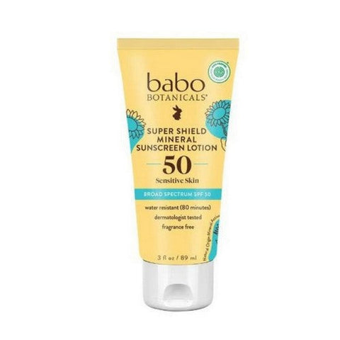 Babo Botanicals, Super Shield Mineral Sunscreen Lotion Spf 50, 3 Oz