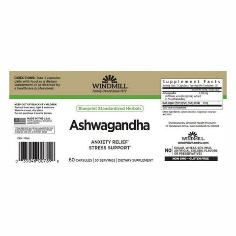 Windmill Health, Aswagandha, 1100 Mg, 60 Caps Windmill Health