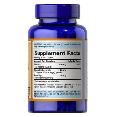 Puritan's Pride, Vitamin C with Bioflavonoids & Rose Hips, 500 mg, 250 Caplets Puritan's Pride