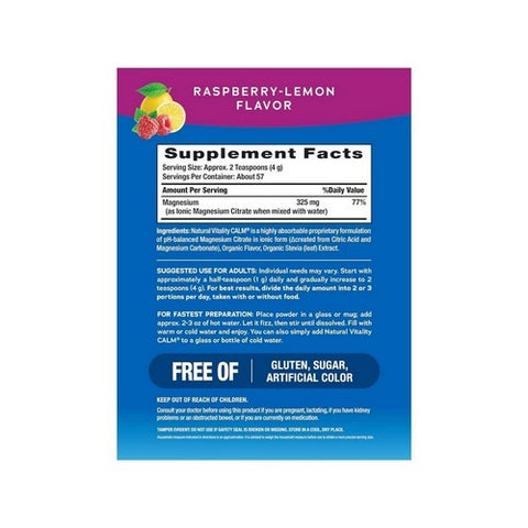 Natural Vitality, Calm Relaxing Drink Mix Raspberry Lemon, 8 Oz Natural Vitality