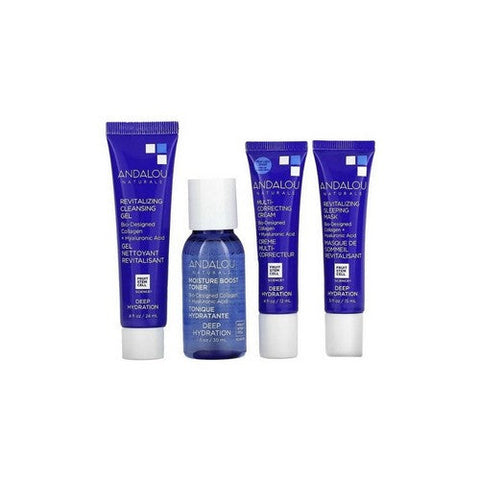 Andalou Naturals, To Go Deep Hydration Routine Set, 4 Count