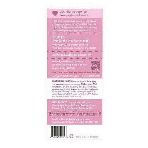 Elements Truffles, Rose Bar With Cardamom Infusion, 2 Oz Elements Truffles