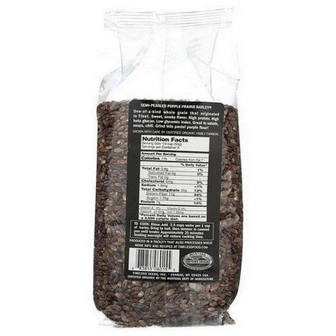 Timeless Natural Foods, Organic Heirloom Semi Pearled Purple Prairie Barley, 16 Oz Timeless Natural Foods