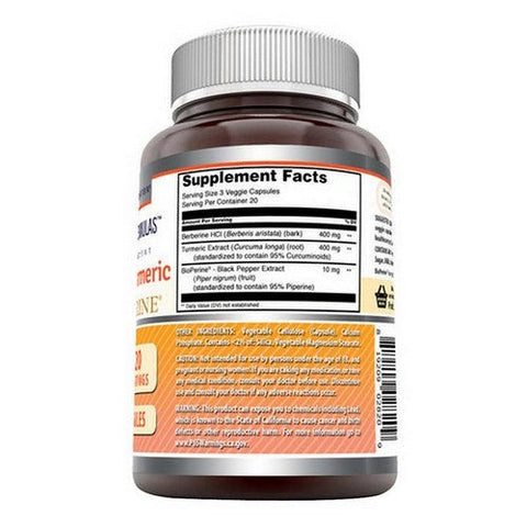 Amazing Nutrition, Amazing Formulas Berberine Turmeric And Bioperine, 800 Mg, 60 Veg Caps Amazing Nutrition