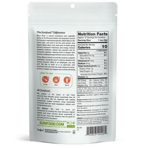 Sunfood Superfoods, Organic Black Maca Powder, 4 Oz Sunfood Superfoods