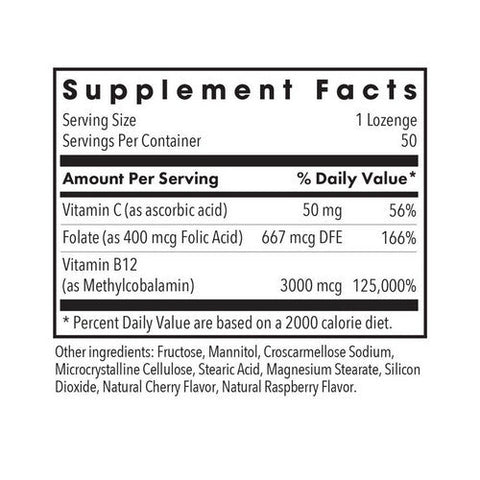 Nutricology/ Allergy Research Group, B12 Methylcobalamin With Folic Acid, 3000 Mcg, 50 Lozenges Nutricology/ Allergy Research Group