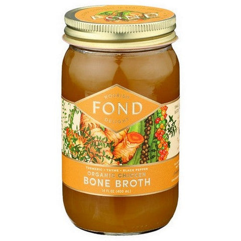 Fond Bone Broth, Organic Turmeric Thyme Black Pepper Chicken Bone Broth, 14 Oz (Case Of 4) Fond Bone Broth